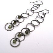 Image of Hammered Circle Earrings with Green Garnet