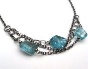 Image of Apatite Gemstone Necklace with Mixed Oxidized Silver Chains