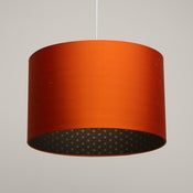 Image of Flame orange silk lampshade with gold geometric print - Orange lampshade
