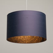Image of Celestial raw dupion silk lampshade with gold illustration  