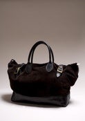 Image of "CAB" Black Calfskin & Espresso Suede Drawstring Tote