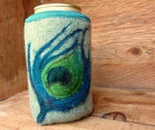 Image of peacock feather coozie