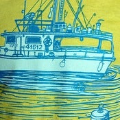 Dirty ol' boat on yellow $25