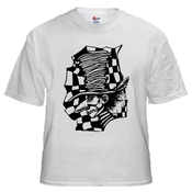 Image of Mad Hatter: Black on White Shirt