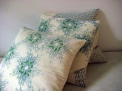 Image of Wunderplant Cushion Cover - Daisy Pinwheel in Dust and Emerald