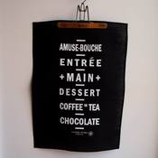 Image of Black Vintage Tram Roll Menu Tea Towel