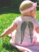 Image of Angel Wings Pink Onesie with Black Screenprint 3-6 Months