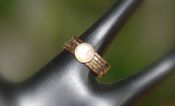 Image of Radiating Moonstone cabochon sterling silver and 14k gold filled artisan crafted stackable rings