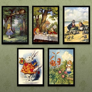 Image of Alice in Wonderland: 5 10x7 Prints by John Tenniel Set 2