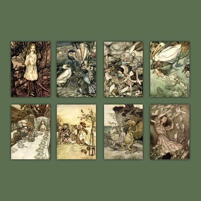 arthur rackham alice in wonderland. Alice in Wonderland: 8 7x5