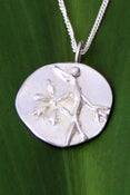 Image of Silver Medallion Necklace Blossom Branch, Beauty