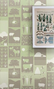 Image of Moo! Wallpaper - Pear Green