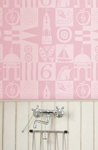 Image of Battery Square Wallpaper - Smoothie Pink