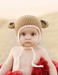 Image of Cotton Mini Monkey earFlap Hat - Latte with Oatmeal Trim