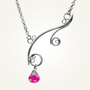 Image of Greek Isle Necklace with Pink Chalcedony, Sterling Silver