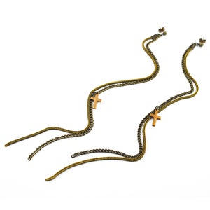 Image of Xahra. Super Long Vintage Cross Earrings