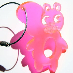 Image of Weather sKwirl™ Special Edition Beach Glass Pink Acrylic Key Ring/Necklace