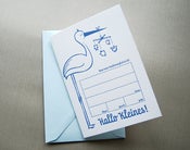 Image of Hallo Kleines! Storchenpost zur Geburt, Letterpress-Set