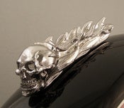 Image of Skull and Flames Up Chrome Fender Ornament FA-2CH