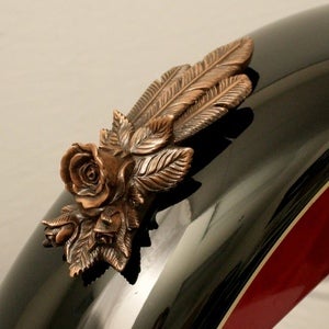 Image of Roses with Feathers Bronze Fender Ornament FA-19B