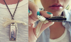 Image of miniature harmonica necklace