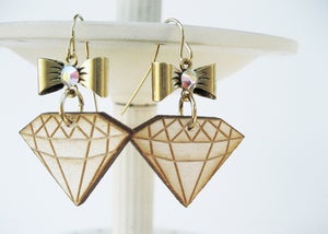 Image of La Petite Diamond Earrings - Wood