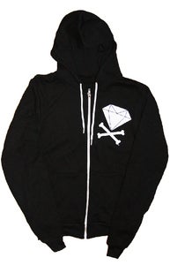 Image of Diamond & Crossbones Zip-Up Hoodie (Black/White)