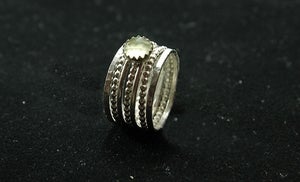 Image of Natural Prehnite stackable birthstone rings  in sterling silver