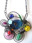 Image of Blue agate floral pendant