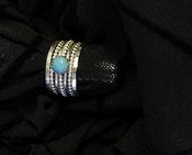 Image of Natural Nacozari turquoise set of sterling silver stackable birthstone rings