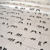 Image of Laundry Birds on hemp/organic cotton - black