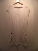 Image of Long white T shirt with silver skull print