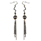 Image of vintage silver bead and silver mixed chain earrings