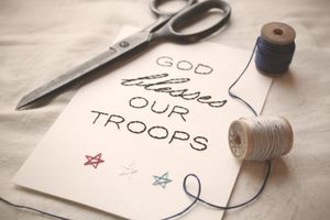 Image of God Blesses Our Troops Hand-stitched Signage 5x7 Framable Art