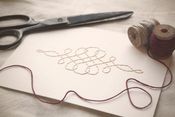 Image of Calligraphy Flourish Hand-stitched 5x7 Framable Art