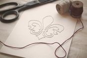 Image of Fleur de Lis Hand-stitched 5x7 Framable Art