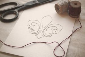 Image of Fleur de Lis Hand-stitched 5x7 Framable Art