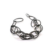 Image of steel and silver multi-strand leaf bracelet