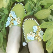 Image of Lime & Gold Pow Wow Princess Moccasin