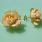 Image of Vintage Post Earrings-Ivory Celluloid Rose