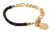 Image of BIG SKULL CORD X CHAIN BRACELET - BLACK