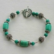 Image of Handmade Gemstone Bead Jewelry - Turquoise and Bali Bead Bracelet