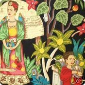 Image of Fridas Garden Frida Kahlo Cotton Fabric Quilt Fabric