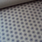 "Circa" hand printed yardage fabric: navy blue on natural linen