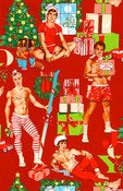 Image of Sexy Pin Up Christmas Guy Cotton Fabric All I Want for Christmas Red