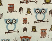 Image of HOOT OWL Modern Cotton Fabric Upholstery Drapery Apparel
