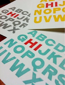 Image of type hi // letterpress notecards // set of 3