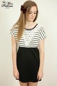 Image of Miss Patina Lace Front Stripped Top Dress 
