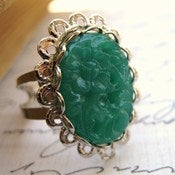 Image of Green Goddess vintage etched glass ring