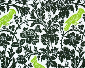 Image of Barbary Coast Damask Bird Parrot Print Cotton Fabric Upholstery Drapery Apparel THREE Color Choices